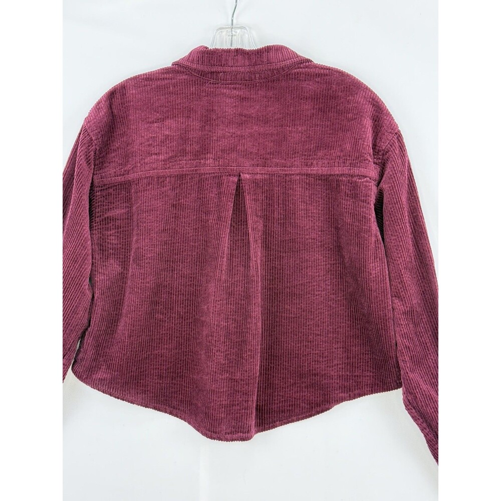 Womens Burgundy Corduroy Shirt Cotton Long Sleeve Button Up Shacket No Tag Sz M - Picture 6 of 16